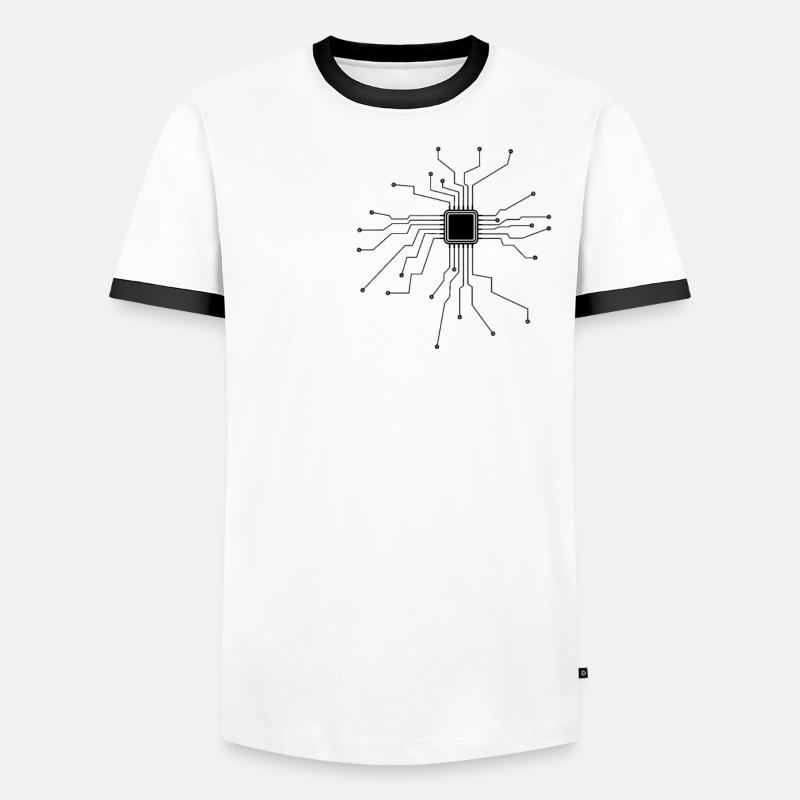 Prozessor, CPU, Technik, Elektronik, Herz Männer Kontrast-T-Shirt