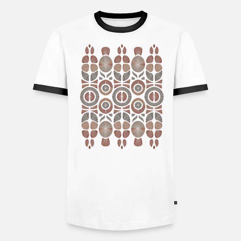 African Boho Pattern Circles and Leaves Men's Ringer Shirt