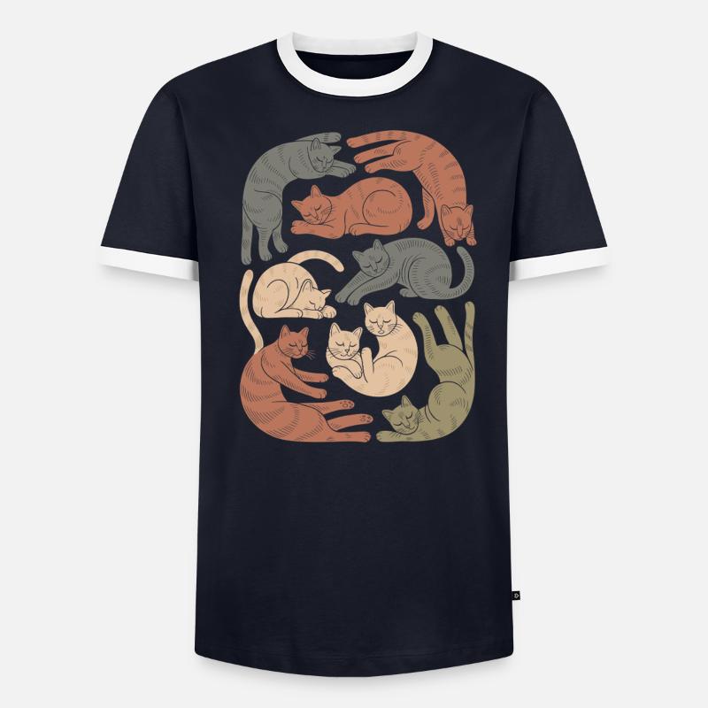 Motif de chat boho décontracté T-shirt contrasté Homme