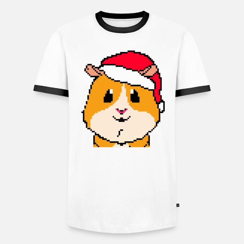 Cochon d’Inde Pixel Joyeux Noël T-shirt contrasté Homme