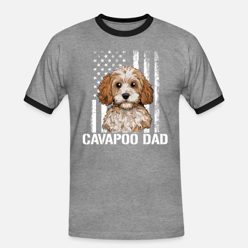 Cavapoo Dog, Cavapoo - Men's Ringer Shirt - heather grey/black