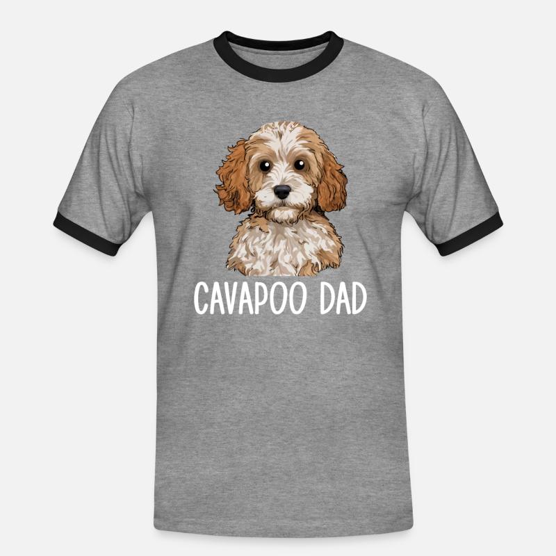 cavapoo dad, cavapoo - Männer Kontrast-T-Shirt - Grau meliert/Schwarz