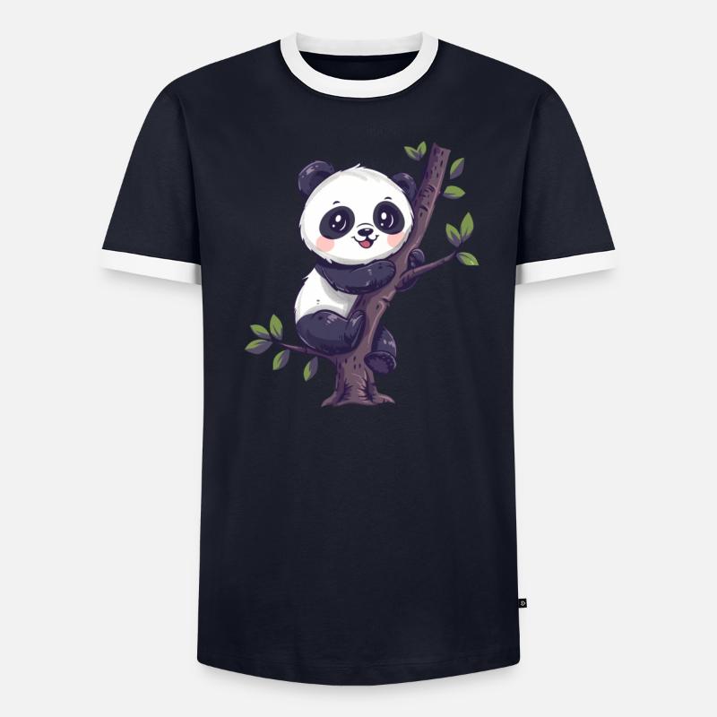 Panda Ours Escalade Panda Géant Japonais T-shirt contrasté Homme