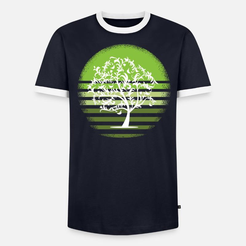 Nature White Tree Retro Deciduous Tree Sunset D Men's Ringer Shirt