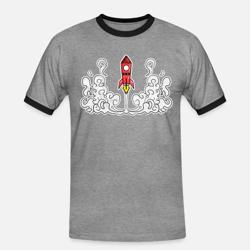 Rocket Rocket Launch Launch - Men's Ringer Shirt - heather grey/black