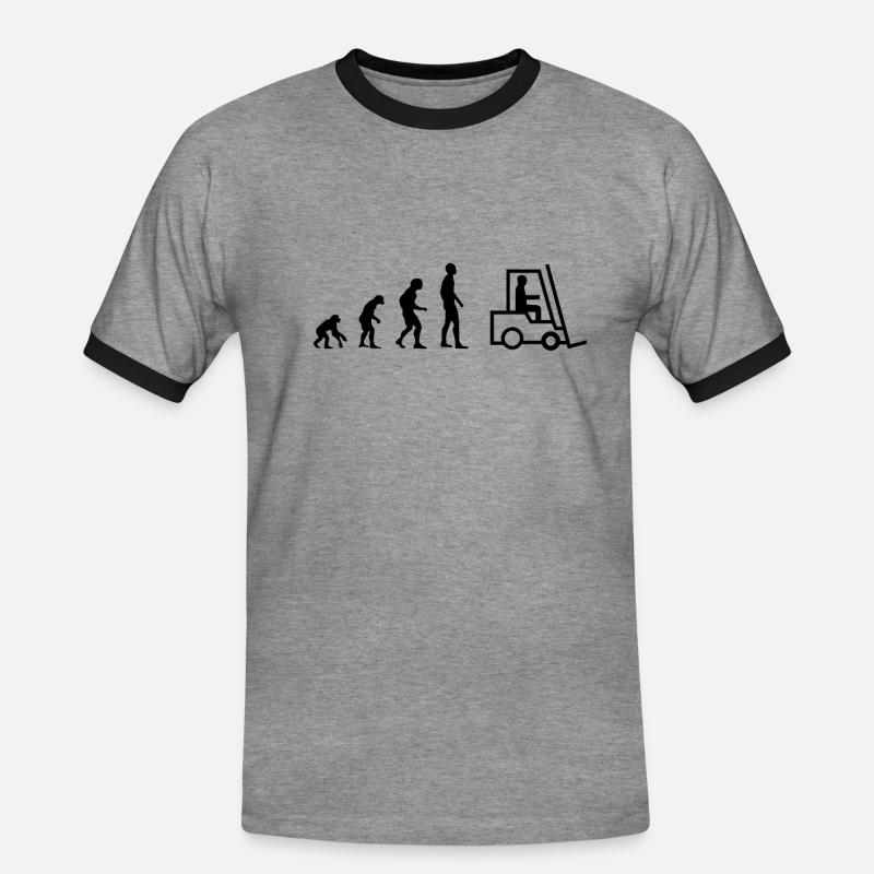 Evolution Staplerfahrer - Männer Kontrast-T-Shirt - Grau meliert/Schwarz