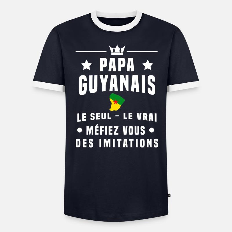 papa guyanais drapeau méfiez vous imitations T-shirt contrasté Homme