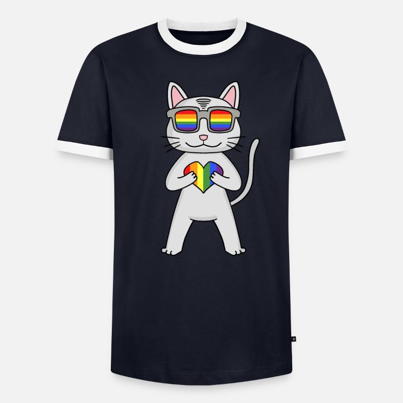 Chat LGBT Devon Rex Rainbow T-shirt contrasté Homme
