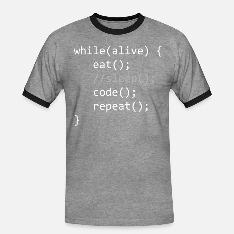 Code While Alive - Männer Kontrast-T-Shirt - Grau meliert/Schwarz