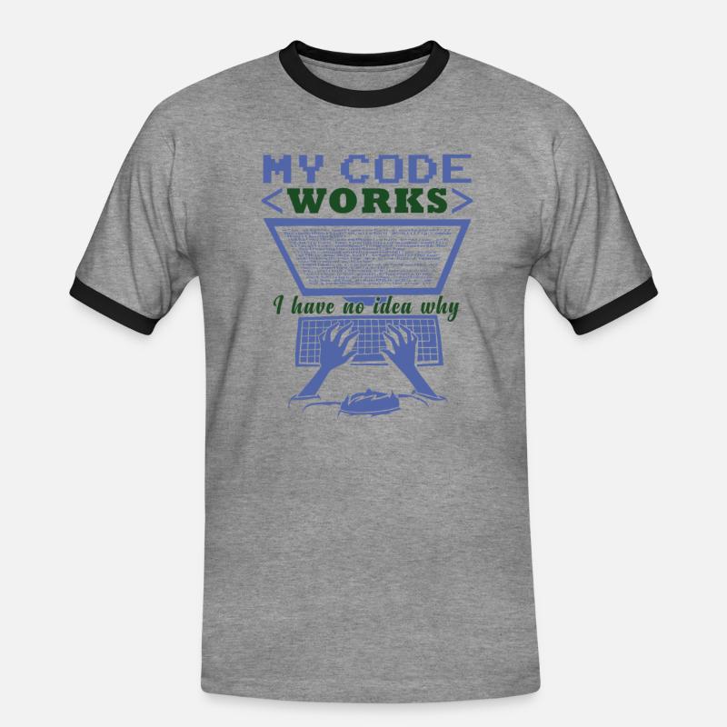 Funny Code Joke Coding - Men's Ringer Shirt - heather grey/black