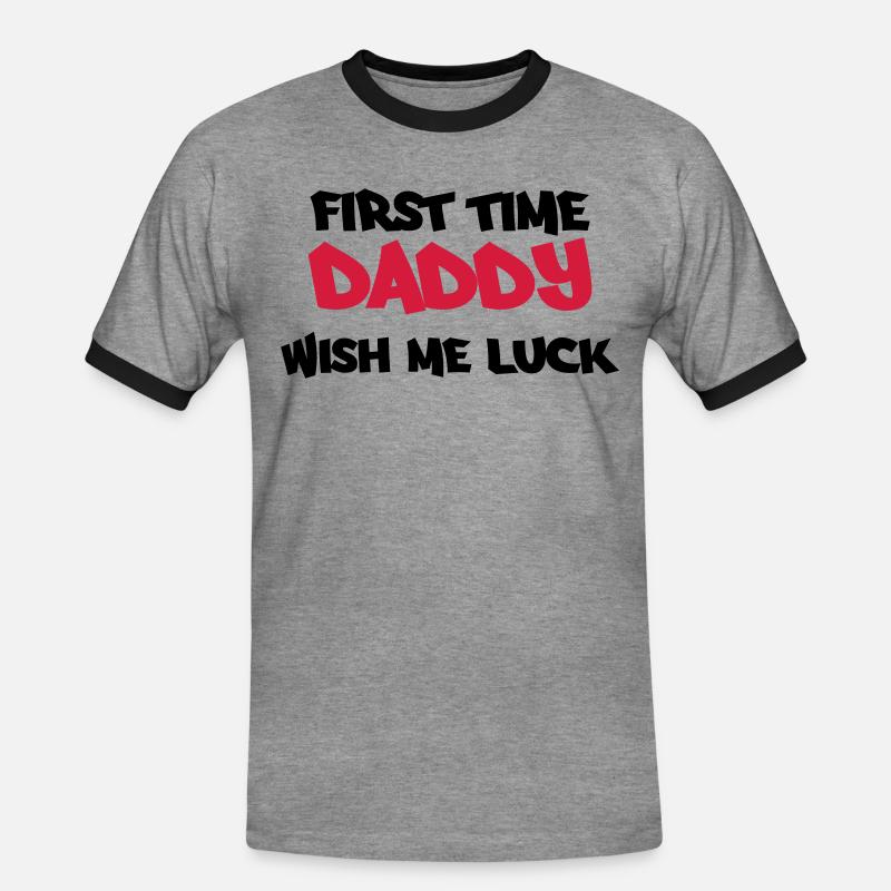 First time Daddy - Männer Kontrast-T-Shirt - Grau meliert/Schwarz
