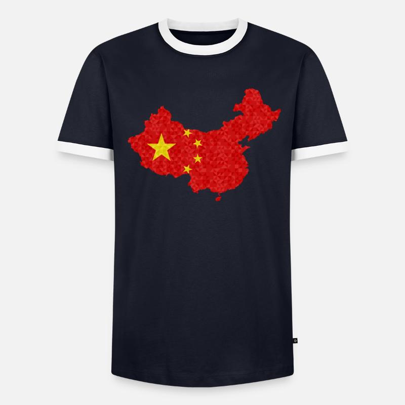 Drapeau de la Chine Drapeau chinois Polygone T-shirt contrasté Homme