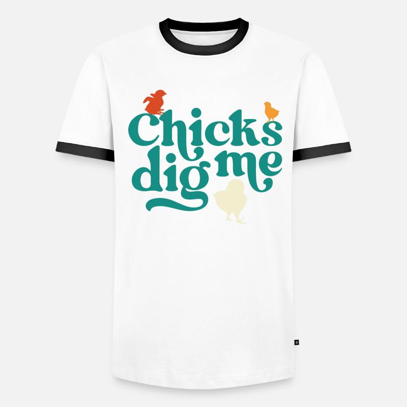 Chicks Dig Me Funny Easter Chicken Men's Ringer Shirt