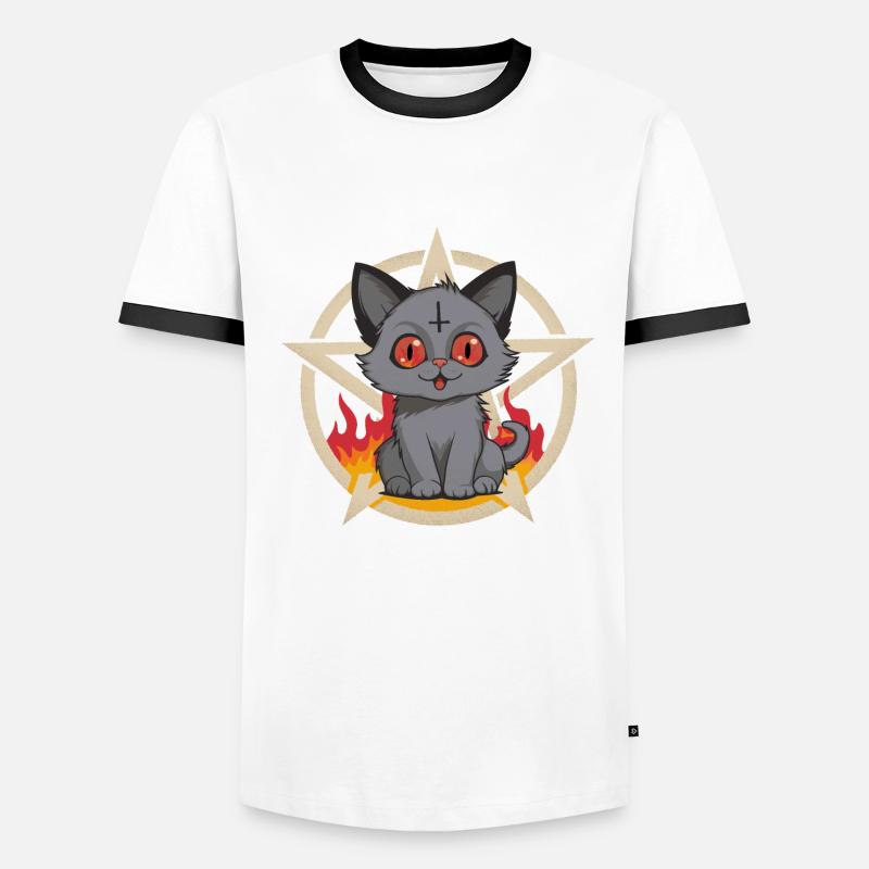 Satans Petit Enfer Ronronner Chat T-shirt contrasté Homme