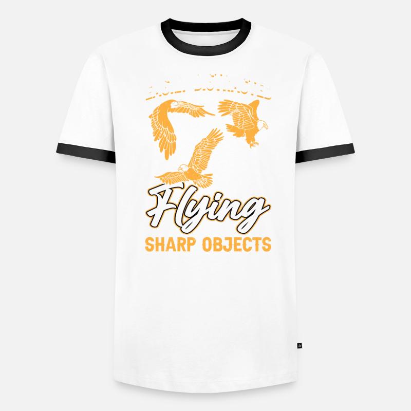 Easily Distracted By Flying Sharp Objects Falconry Men's Ringer Shirt