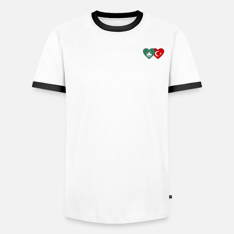 Cœur de drapeau de la dinde de Macao T-shirt contrasté Homme