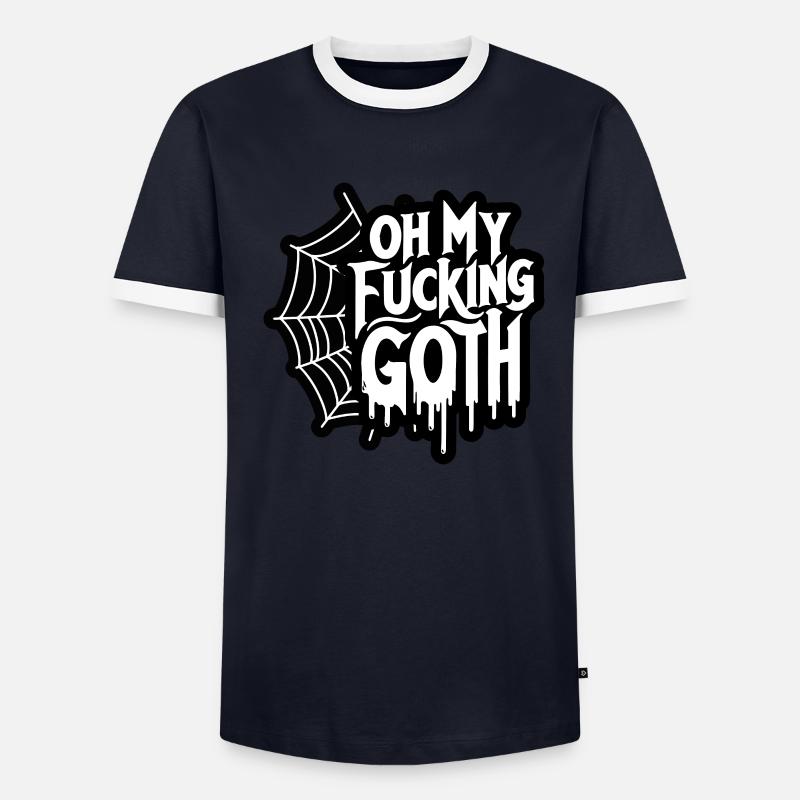 Edgy Gothic Slogan Tee - Bold Statement Spiderweb Men's Ringer Shirt