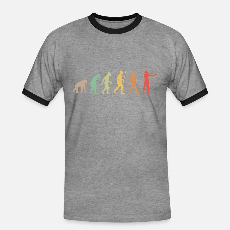 Bogenschießen Evolution Geschenk Bogenschütze - Männer Kontrast-T-Shirt - Grau meliert/Schwarz