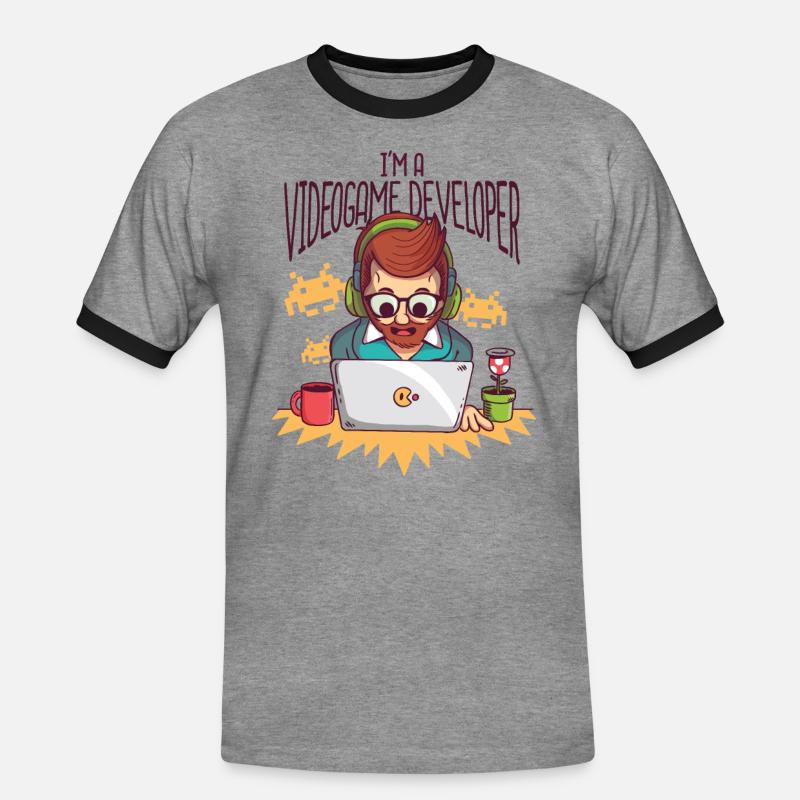 Video Game Developer - Videogame Developer - Men's Ringer Shirt - heather grey/black
