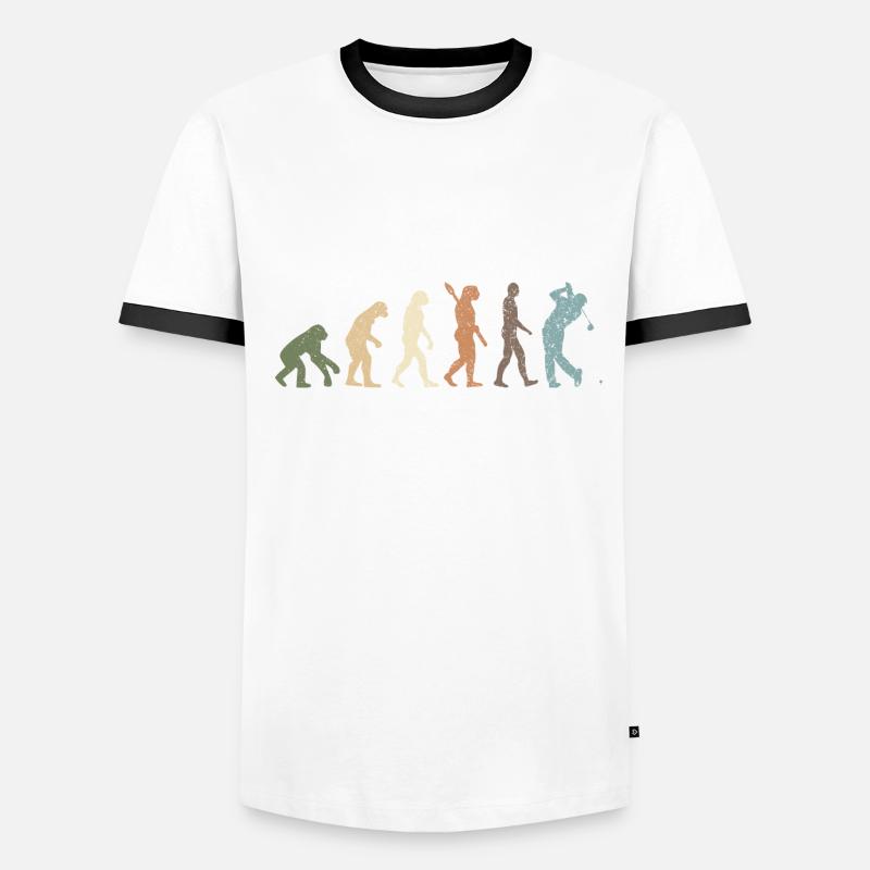 Drôle d’évolution rétro de Man Golf T-shirt contrasté Homme
