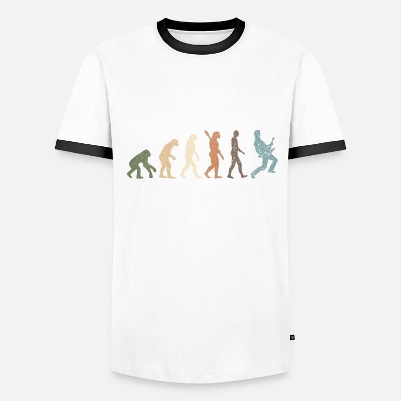 Drôle d’évolution rétro de la guitare électrique Man T-shirt contrasté Homme