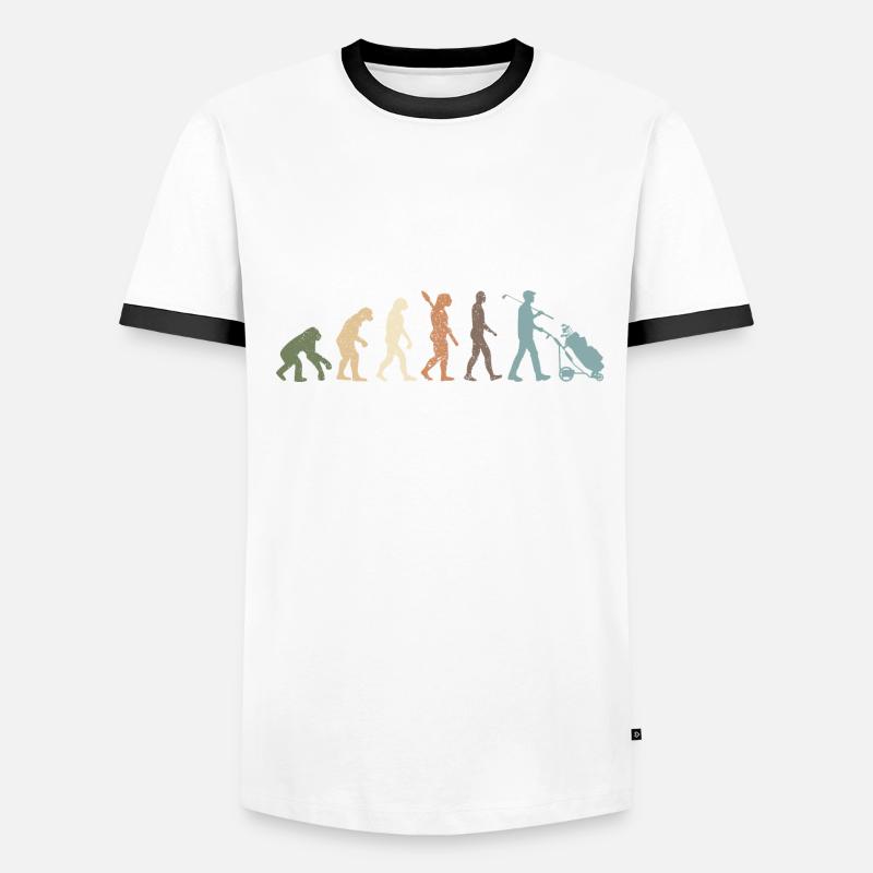 Drôle d’évolution rétro de Man Golf T-shirt contrasté Homme