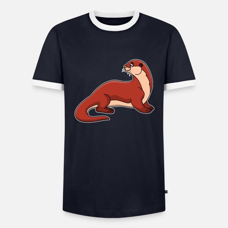 Otter Wiesel Comic Kawaii Kindershirt Geschenkidee Männer Kontrast-T-Shirt