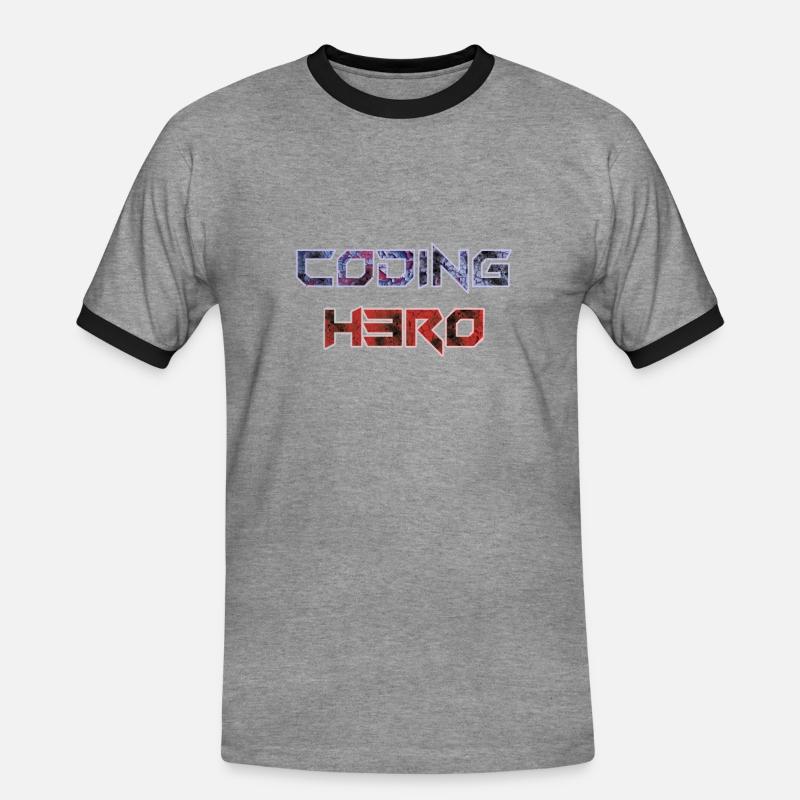 Coding Hero - programming hero - Men's Ringer Shirt - heather grey/black