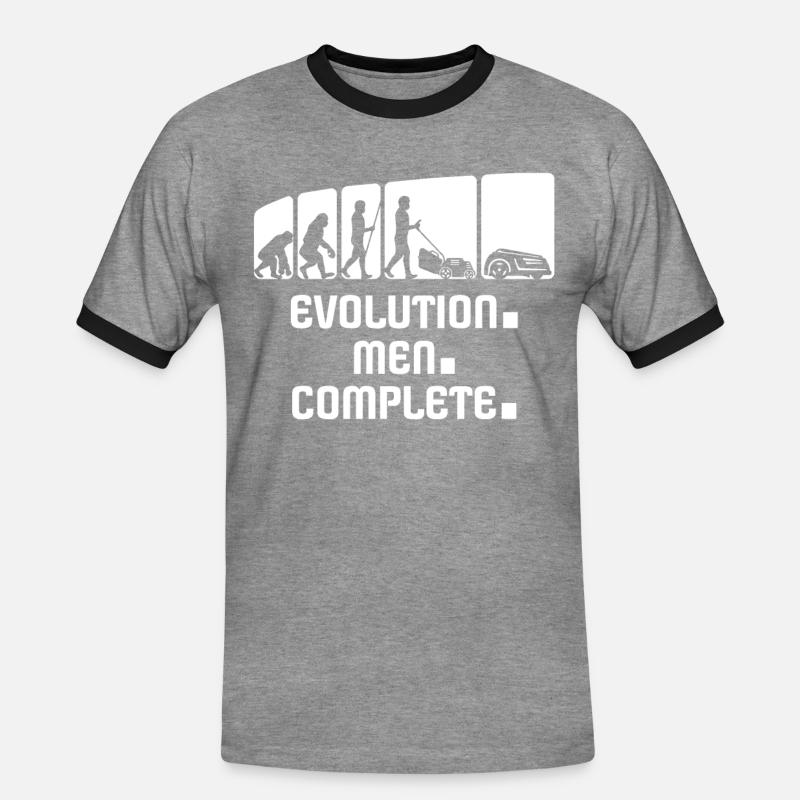 Mowing robot lawnmower evolution - Men's Ringer Shirt - heather grey/black