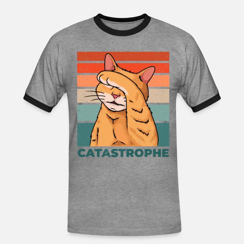 Cat Katastrofe Katastrofe Funny Siger - Herre kontrast-T-shirt - grå meleret/sort