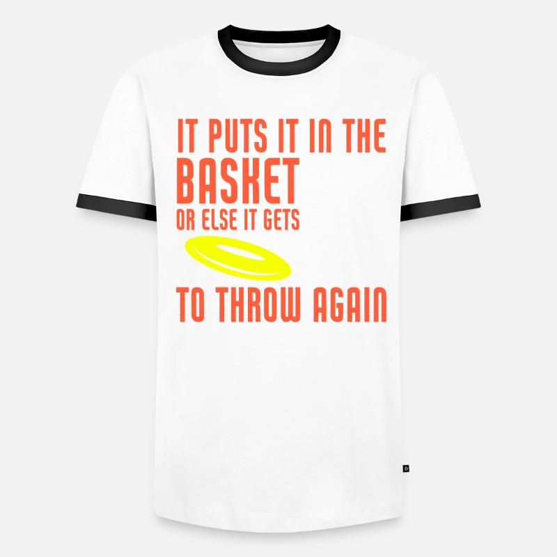 Il le met dans le panier Disc Golf Funny Disc T-shirt contrasté Homme