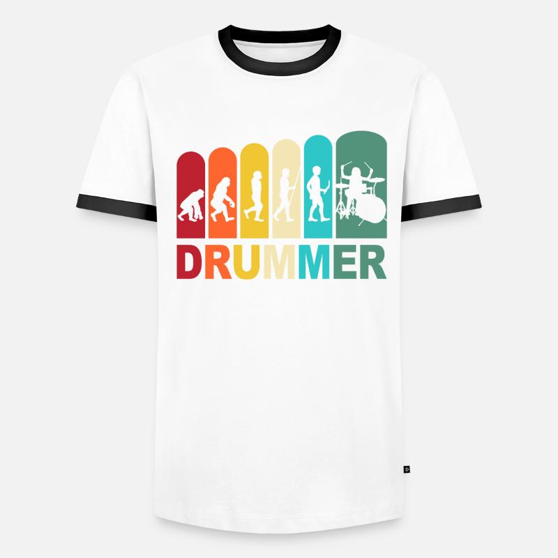 Drummer Evolution Drummer Drums Batterie T-shirt contrasté Homme