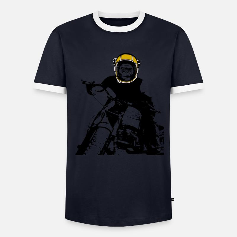Monkey gorilla on motorcycle design Men's Ringer Shirt