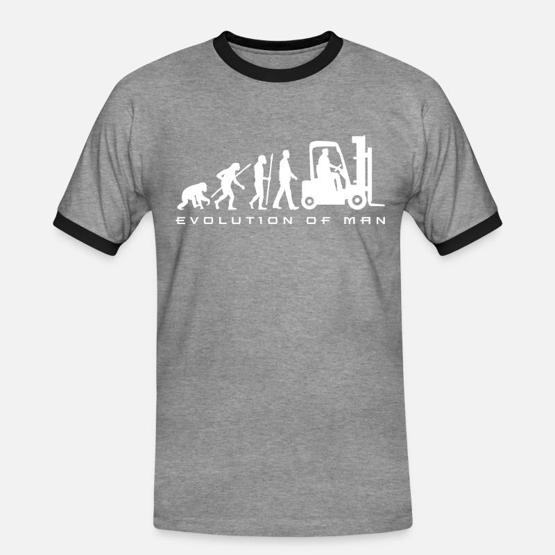 evolution_gabelstapler_122013_a_1c - Männer Kontrast-T-Shirt - Grau meliert/Schwarz