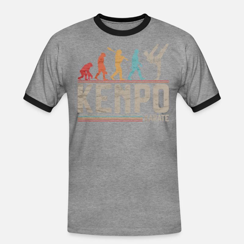 Kenpo Karate Evolution Kampfkünste Evolution - Männer Kontrast-T-Shirt - Grau meliert/Schwarz