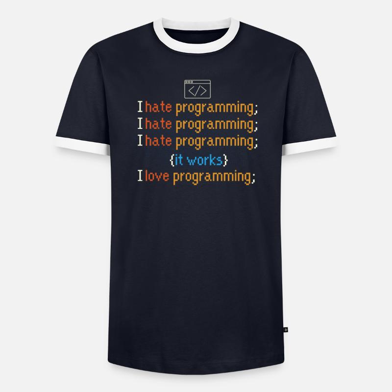C’est drôle, je déteste programmer en disant motif T-shirt contrasté Homme