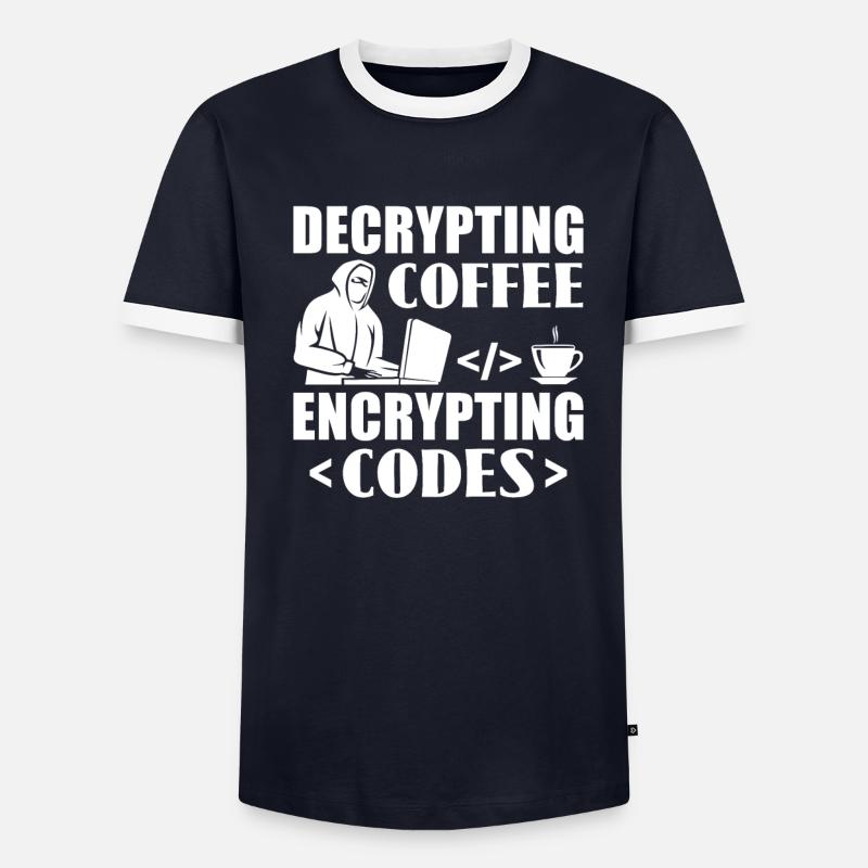 Decrypting Coffee Encrypting Codes - Hacker - Männer Kontrast-T-Shirt - undefined