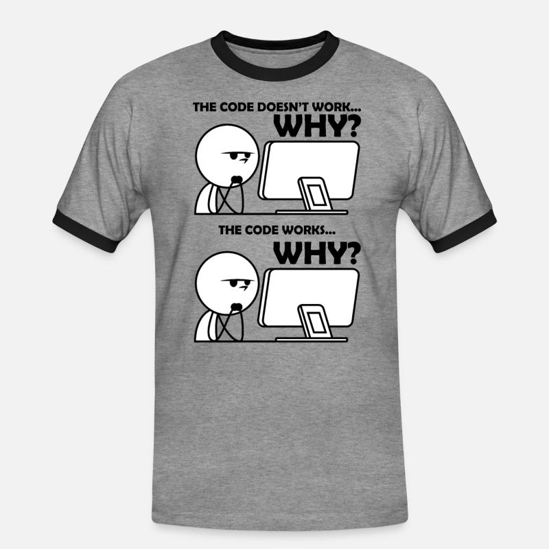 Programming Code Funny - Men's Ringer Shirt - heather grey/black