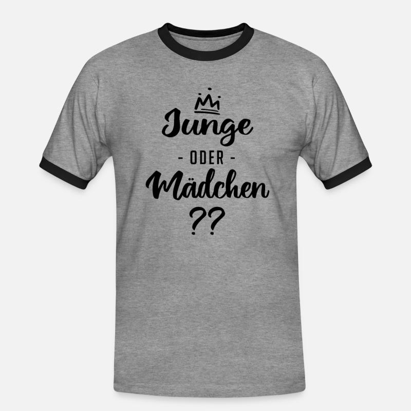 Junge oder Mädchen? Schwanger - Schwangerschaft - Männer Kontrast-T-Shirt - Grau meliert/Schwarz