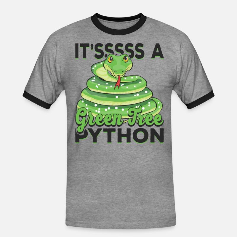 It'sssss a Green Tree Python - Men's Ringer Shirt - heather grey/black