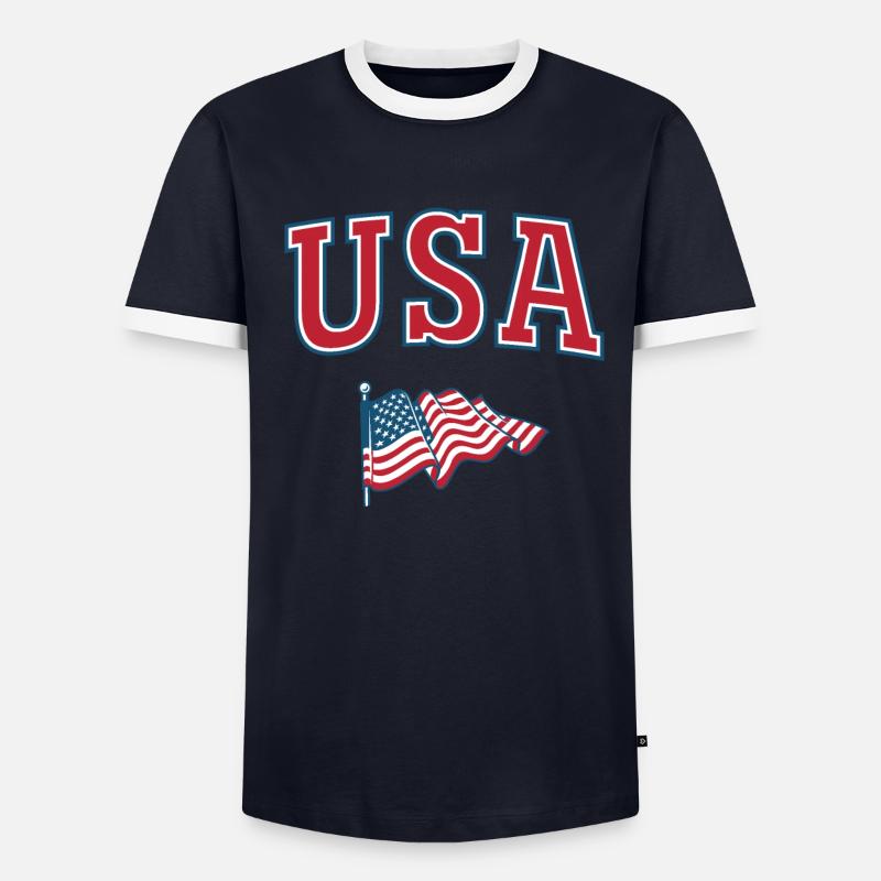 Drapeau des États-Unis T-shirt contrasté Homme