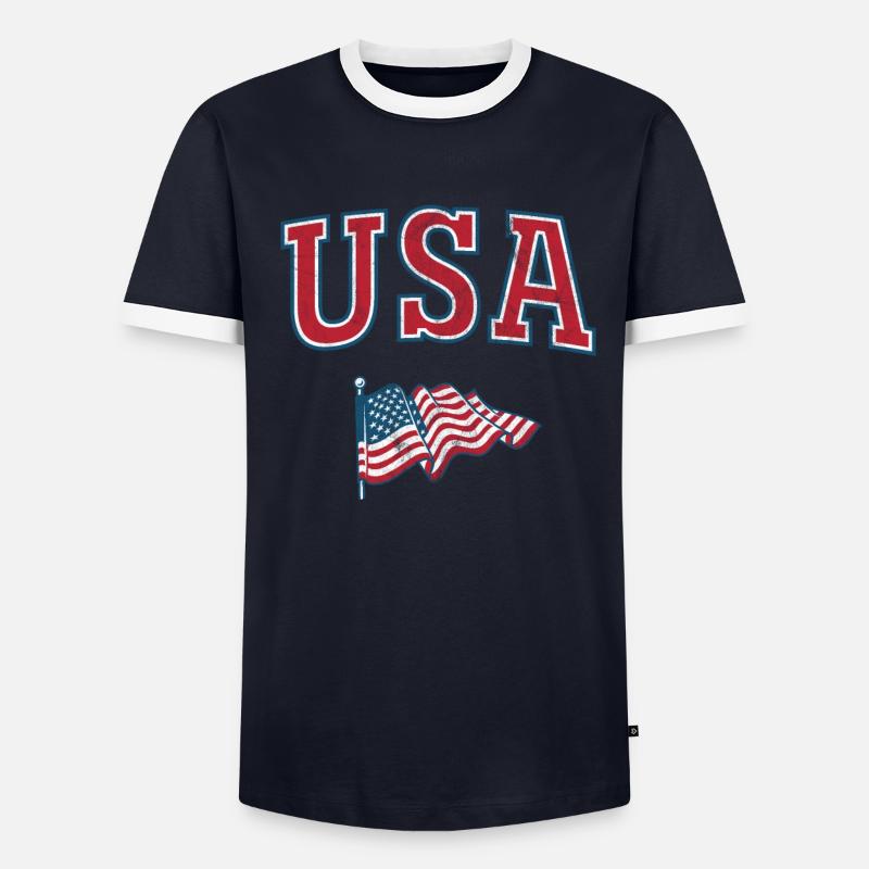 Drapeau des États-Unis T-shirt contrasté Homme