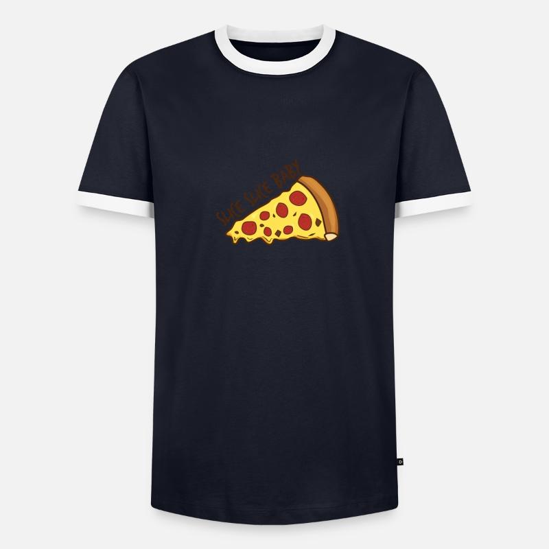 Pizza Männer Kontrast-T-Shirt