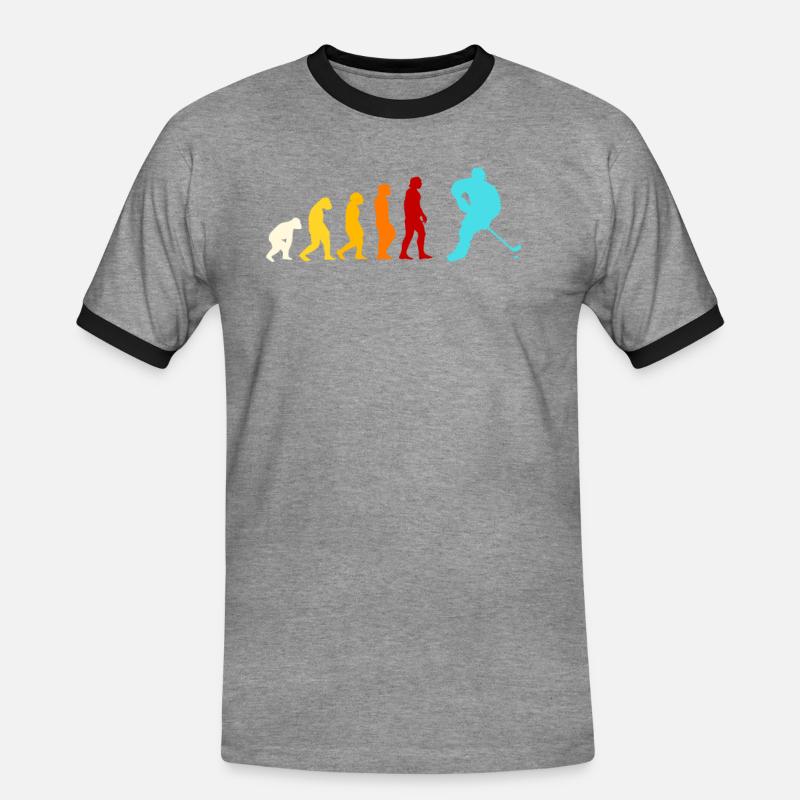 Inlinehockey Evolution Geschenk - Männer Kontrast-T-Shirt - Grau meliert/Schwarz