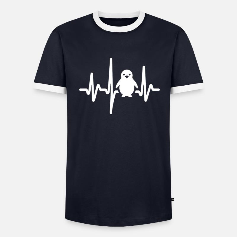 Pinguin Lustiges Herzfrequenz-Geschenk - Männer Kontrast-T-Shirt - undefined