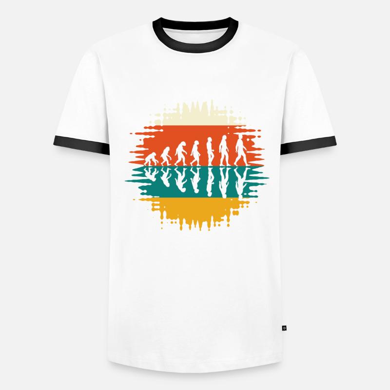 Evolution Mensch Geschichte Retro Männer Kontrast-T-Shirt