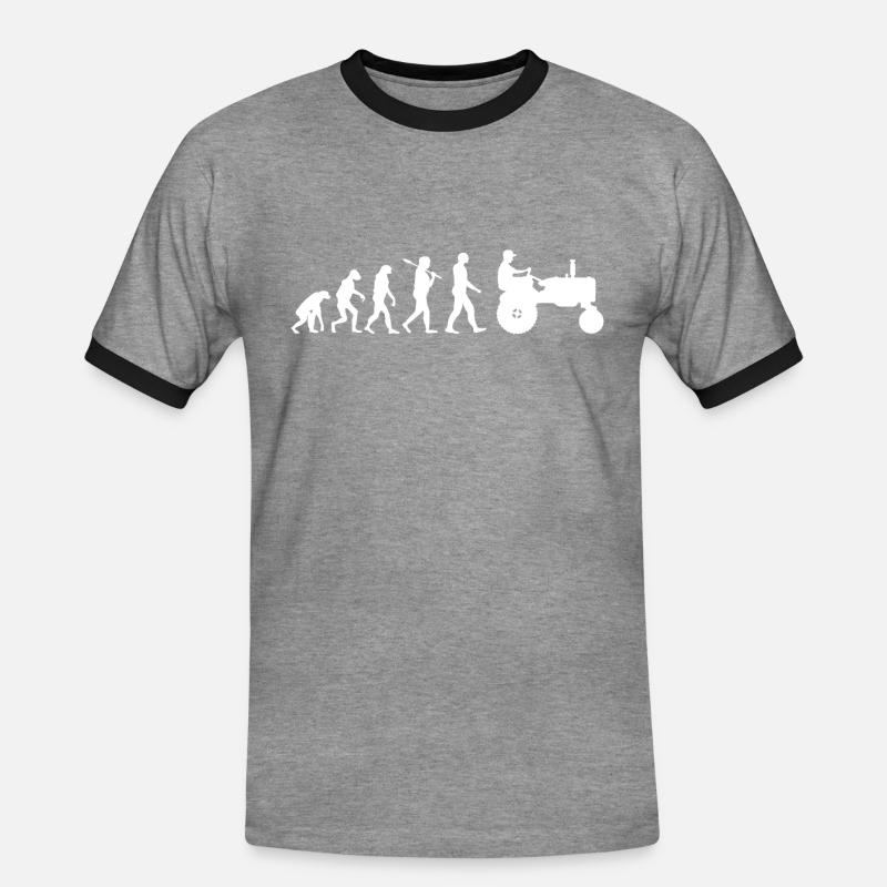 Landwirtschaft Traktor Evolution - Männer Kontrast-T-Shirt - Grau meliert/Schwarz