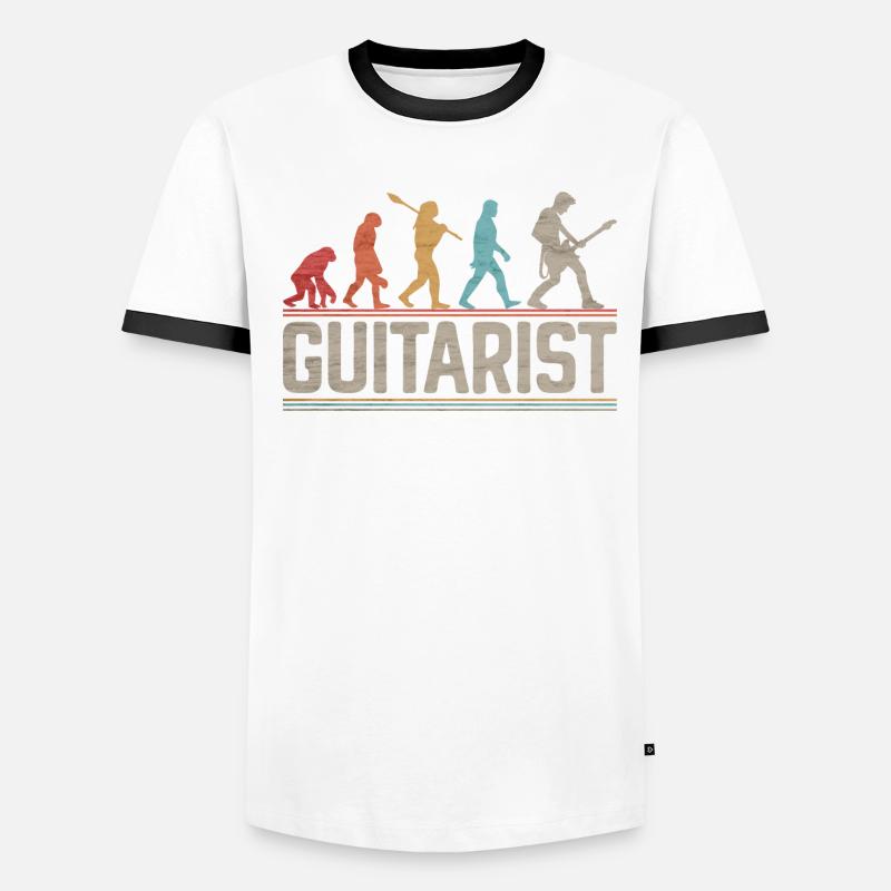 Evolution der Rockmusik des Gitarristen oder Bassisten Männer Kontrast-T-Shirt