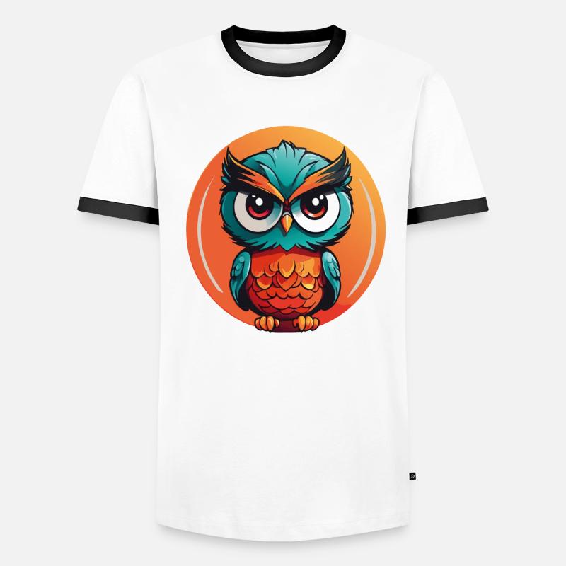 kleine süsse Eule im Farbkreis Eulendesign Männer Kontrast-T-Shirt