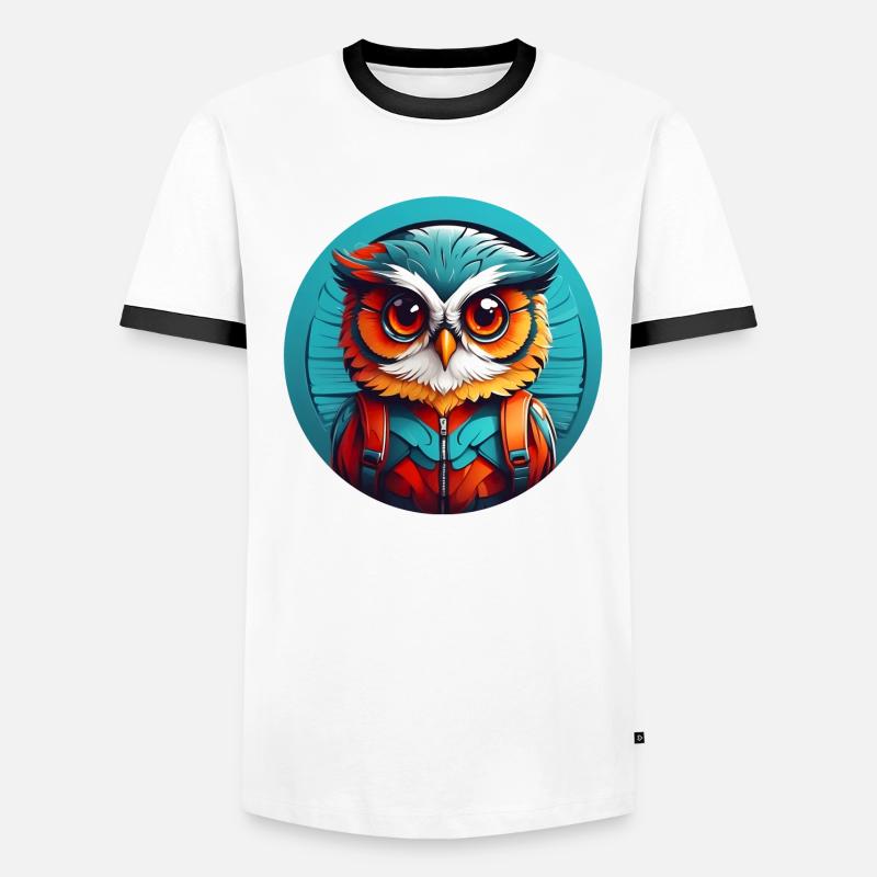kleine süsse Eule im Farbkreis Eulendesign Männer Kontrast-T-Shirt